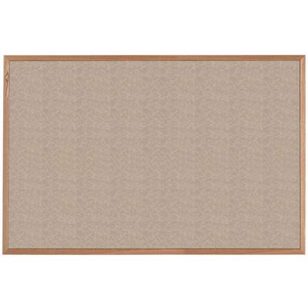 Aarco VIC Cork Bulletin Board, Red Oak Frame, Clear Lacquer Finish, Blanched Almond 48''Hx72''W OW4872186