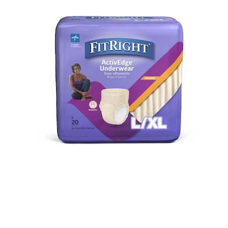 Medline FitRight Ultra Incontinence Underwear for Women, Size L/XL, For Waist Size 40in-56in, 20PK FIT23WLXLZ