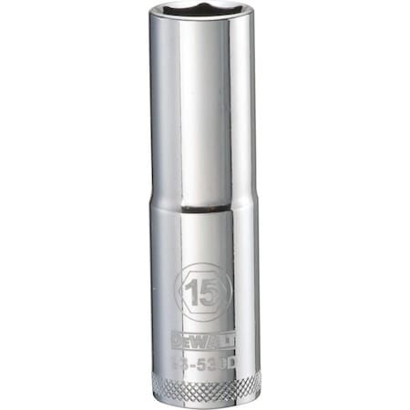 Dewalt Deep Socket, 1/2 Drive, 15 mm, 6 Pt DWMT93530OSP