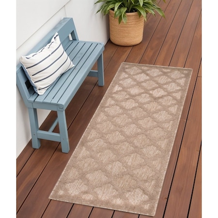 Homeroots 6' Natural And Beige Geometric Indoor Outdoor Area Rug 556291