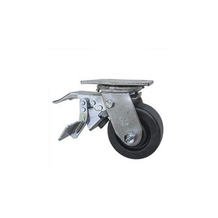 Service Caster 4 Inch Polyolefin Caster with Roller Bearing and Brake/Swivel Lock SCC SCC-TTL30S420-POR