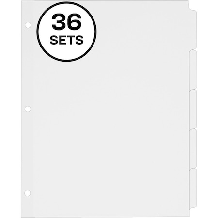 Avery Dennison Avery Recycled Write-On Tab Divider, 8.5"x11", 5 Tabs, 36 Sets, White/White 11506