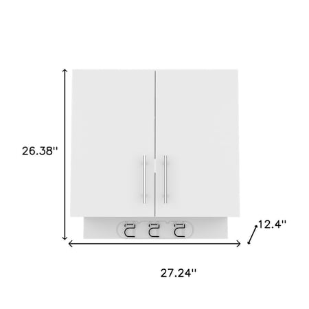 Homeroots 26in White Wood Wall Mounted Utlity Cabinet With Two Doors 526163
