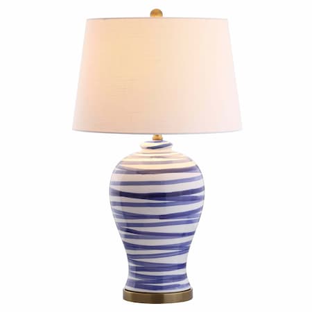 Jonathan Y Joelie 29" Ceramic LED Table Lamp, Blue/White JYL3016A