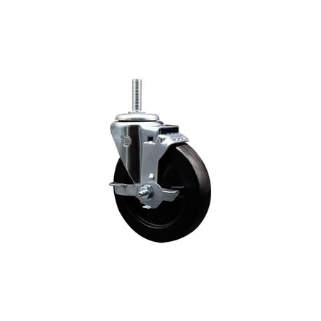 Service Caster 5 Inch Soft Rubber Wheel Swivel 58 Inch Threaded Stem Caster Total Lock Brake SCC SCC-TSTTL20S514-SRS-58212