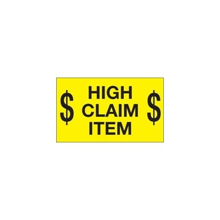 Bubblefast 3 x 5'' - ''$ High Claim Item $'' Fluorescent Yellow Labels BFDL1199