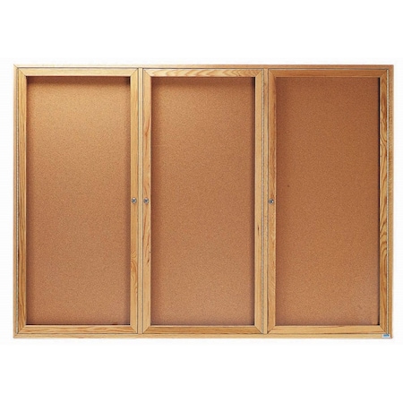 Aarco Enclosed Bulletin Board Red Oak Frame w/ a High Gloss Clear Lacquer Finish, 48''Hx72''W OBC4872-3R