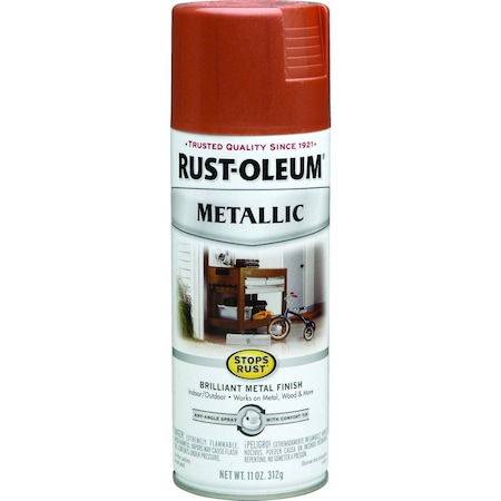 Rust-Oleum STOPS RUST Metallic Spray Paint, Metallic, Copper, 11 oz, Aerosol Can 7273-830