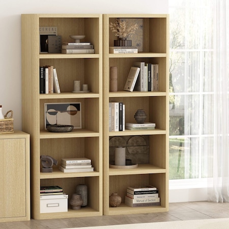 Manhattan Comfort Rivington 28in Open Bookcase in Natural Oak - Set of 2 2-BC003-NA