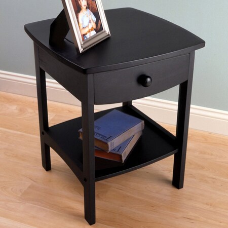 Winsome Black Beechwood END TABLE/NIGHT STAND WITH ONE DRAWER 20218
