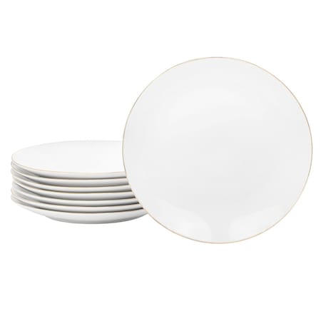 Gibson Home Ogalla 8 Piece 7.5 Inch Gold Banded Fine Ceramic Dessert Plate Set 750123494M