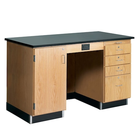 Diversified Spaces Teachers Desk Instructors Desk, 60" x 30" x 36", 30" D X 36" H, 60" W X Red Oak 1214KF-L