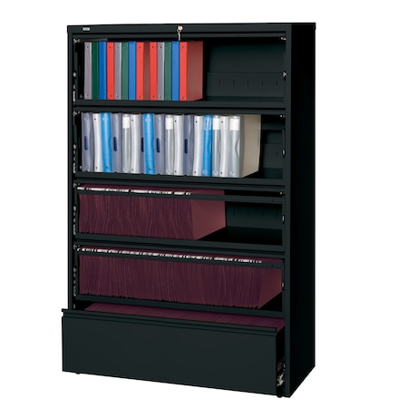 Hirsh 42" W 5 Drawer File Cabinet, Black, Letter 17976