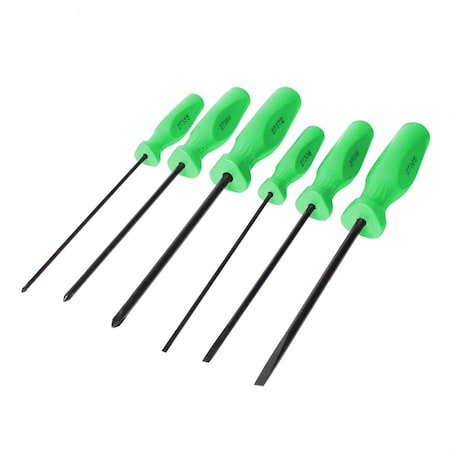 Mayhew Hi Vis Green 6 Pc Long Slotted & Phillips Screwdriver Set 27021LTHVG