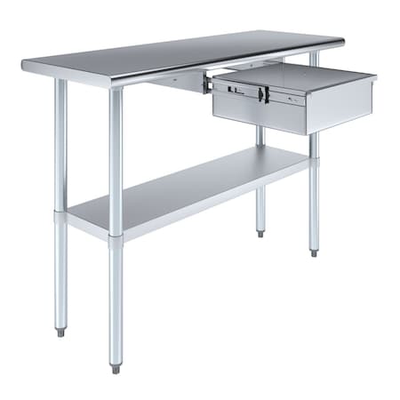 Amgood 18 in. x 48 in. Stainless Steel Table With Drawer AMG WT-1848 + DRAWER-1514-Z
