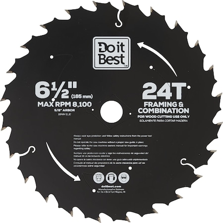 Do It Best 6-1/2'' 24-Tooth Framing & Combination Circular Saw Blade QJDIB-CS-001