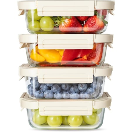 Simple Deluxe Food Meal Prep Containers w/ Exclusive Glass Lids, Glass Storage Containers w/ Lids, BPA-Free, 4PK 3A09HICOTNGLASS630X4