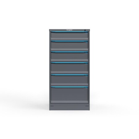 Strong Hold 6 drawer cabinet - (1x 6ft, 2x 7ft, 2x 8ft, 1x 12ft) - Blue accents - Keyed Alike S3060-PPAAS-0602FS
