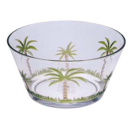 Homeroots Clear and Green Four Piece Palm Tree Acrylic Service For Four Bowl Set 520903