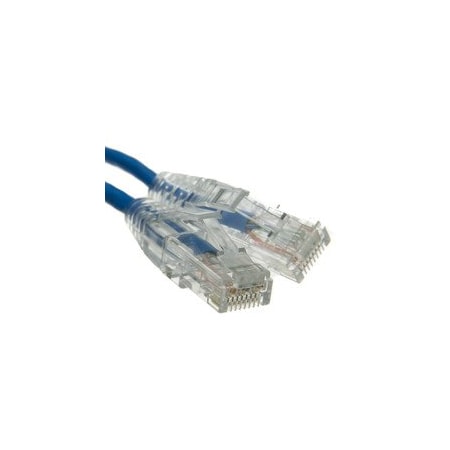 Cable Wholesale Slim Cat6a Blue Copper Ethernet Cable, 10 Gigabit, 500 MHz, Snagless/Molded Boot, POE 13X6-66125
