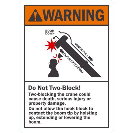 Lyle Do Not Two-Block Could Cause Injury, 5x7, Non-Reflective, White G-16877-ND_5x7