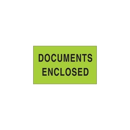 Bubblefast 3 x 5'' - ''Documents Enclosed'' Fluorescent Green Labels BFDL2141