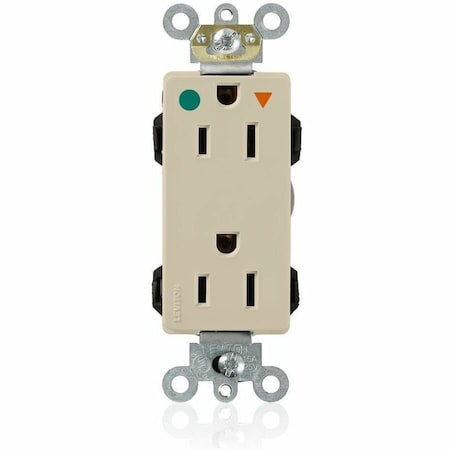 Leviton Straight Blade Receptacle, 5-15R, 15 A, 125V AC, Isolated Ground MD820-IGI