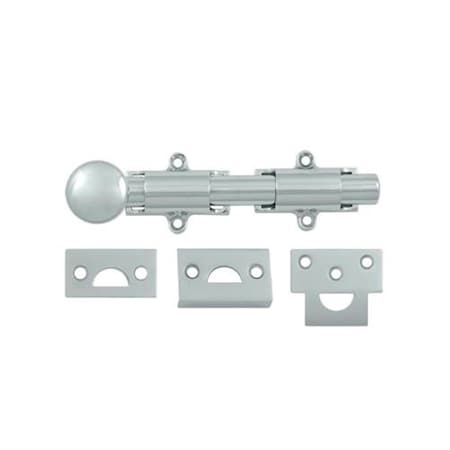 Dendesigns 6 in. Heavy Duty Surface Bolt- Bright Chrome, Solid DE3853626