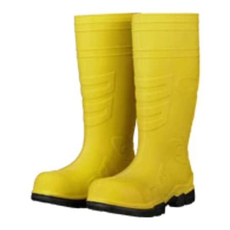 Heartland Footwear Men's Poly Tuff Rubber Boot, Composite Toe, 15 in Height, Black/Yellow, 11 80177-11