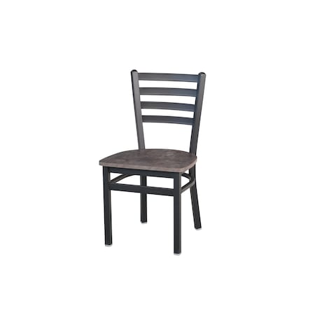 Bfm Seating Lima Ladder Back Chair - Rustic Copper Relic Seat - Steel Frame - Sand Black Finish 2160CRCR-SB