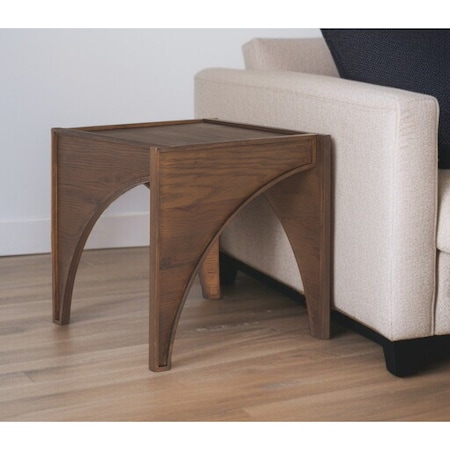Homeroots 24" Brown Wood Modern Arched Square End Table 604035