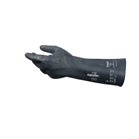 Ansell AlphaTec(R) 53-003 Chemical Resistant Gloves, Plastic Laminate, Rubber Polymer, 14 in L, 17 mil, 9 53003