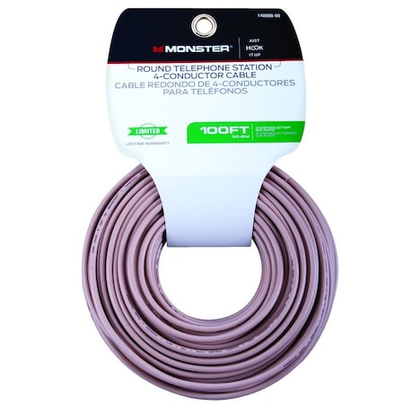 Monster Cable Just Hook It Up 100 ft. L Ivory Telephone Station Wire 140088-00
