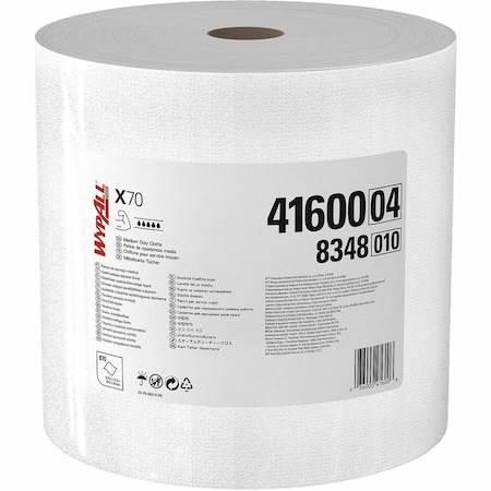 Wypall WypAll PowerClean X70 Medium Duty Cloths (41600), Jumbo Roll, Long Last ing Towels, White 41600