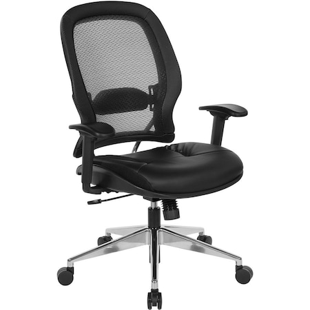 Office Star Executive Chair Desk Chair, 18-1/4" to 22-3/4" Height, Leather, Black 335-E37P918P