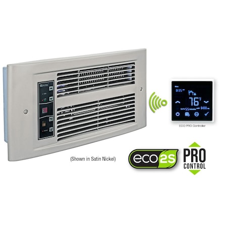 King Electric PX ECO2S WALL HEATER, 120V 1500W, WITH ECO PRO 7-DAY PROGRAMMABLE CONTROLLER, SATIN NICKEL PX1215-ECO2S-PRO-SN