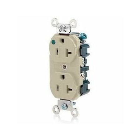 Leviton Straight Blade Receptacle, 5-20R, 20 A, 125V AC, 2 Pole, 3 Wire, Flush Mount, Self-Grounded 8300-PLI