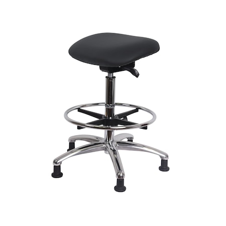 Blue Ridge Ergonomics CL100CleanRoom Sit-Stand-Standing Ht with Chrome Foot Ring Stat Glides in Charcoal Trailblazer Vinyl CLR-VSTSS-CR-CF-RG-8605