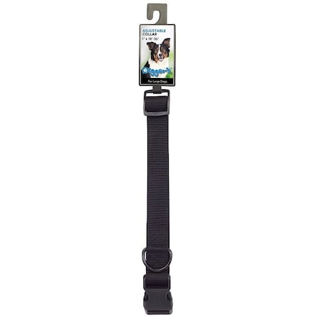 Pdq Adjustable Dog Collar, 18 to 26 in L, 1 in W, Nylon, Black 2958003