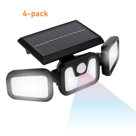 Techko Solar Security Flood Light with Motion Sensor, 4PK SSL-308-1-4PK