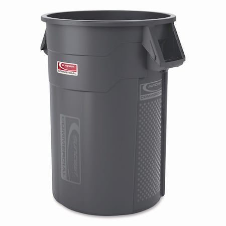 Suncast Commercial Injection Molded Utility Trash Can, 44 gal, Plastic/Resin, Gray TCU44