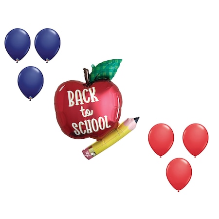 Loonballoon 31 Inch Back to School Apple & Pencil Balloon Shape Set 6x latex LB-98201