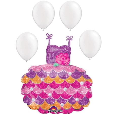 Loonballoon Bachelorette Balloons, 28 inch PARTY DRESS, 4 Pearl White Latex Set LOON-LAB- 30804-01-A-P