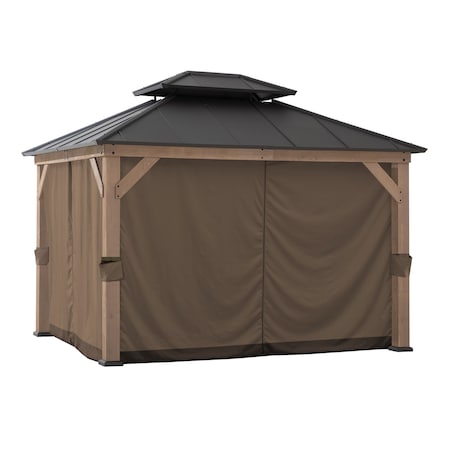 Sunjoy Outdoor Gazebo Privacy Curtains for 10 ft. 12 ft. Wooden Gazebo - Brown A111308501