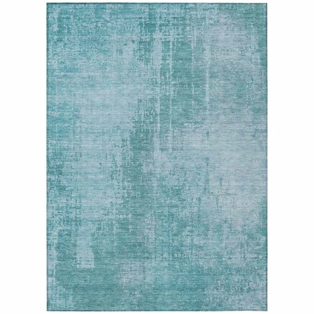 Homeroots 8' X 10' Aqua Teal Blue And Gray Abstract Washable Indoor Outdoor Area Rug 587257
