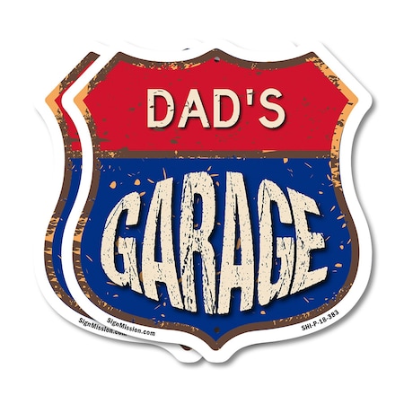 Signmission Dad's Garage, 18 inch X 18 inch, Plastic Sign, 2PK SHI-P-2PACK-18-383-DAD