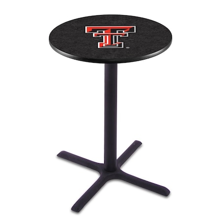 Holland Bar Stool Co 42" Blk Wrinkle Texas Tech Pub Table, 36" dia. Top L211B4236TXTech