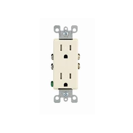 Leviton Duplex Decora Receptacle, 15 Amp, 125 Volt T5325-GY