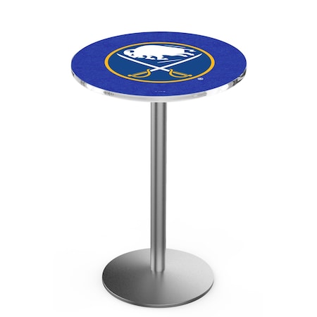 Holland Bar Stool Co 42" Stainless Steel Buffalo Sabres Pub Table, 36" dia. Top L214S4236BufSab