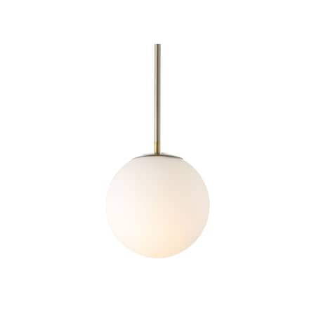 Jonathan Y Bleecker 7.75" Metal/Glass Globe LED Pendant, White/Brass JYL9528A